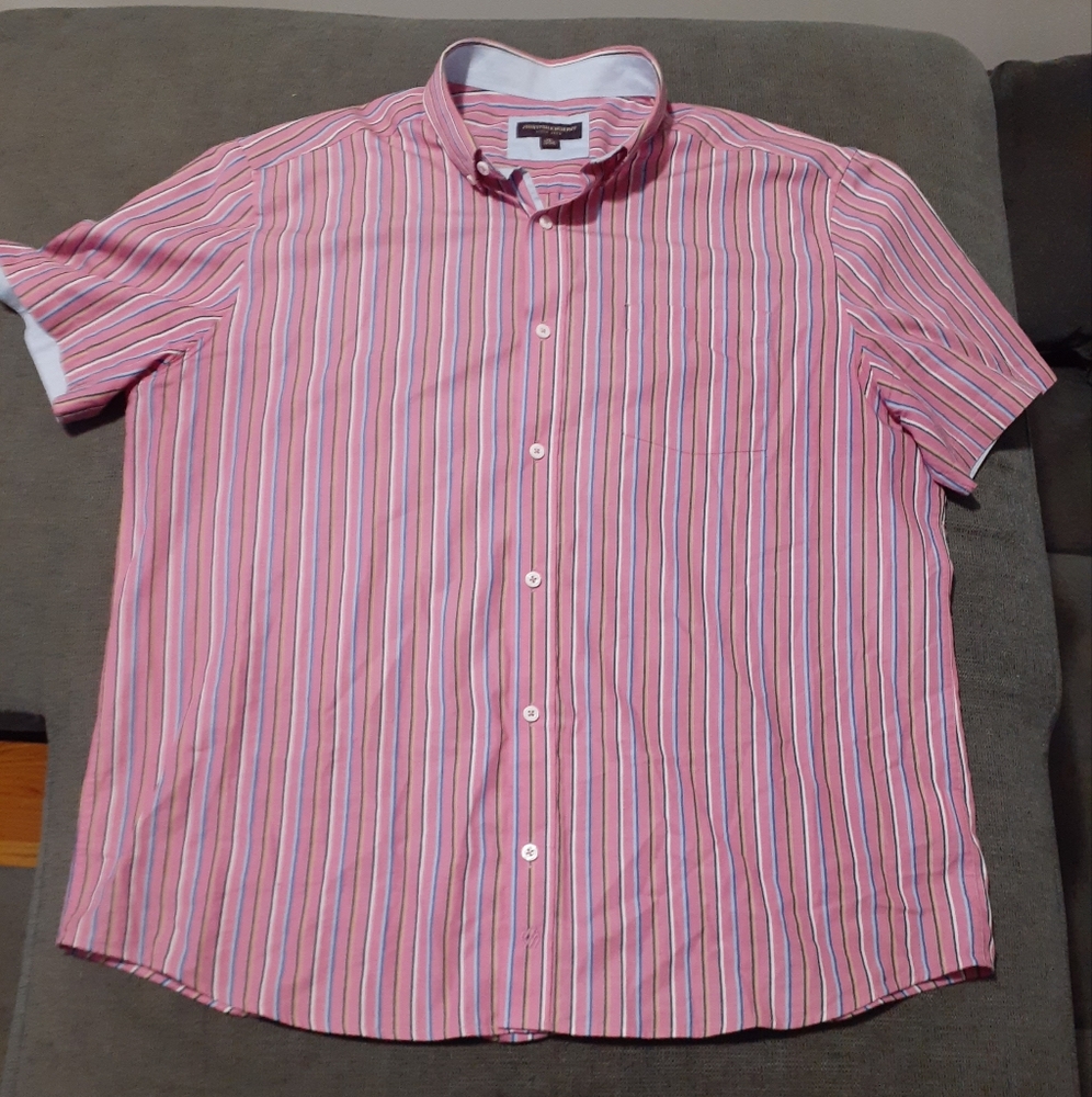 Johnston & Murphy Shirt Mens XLARGE Multicolored Gingham Striped Long Sleeve